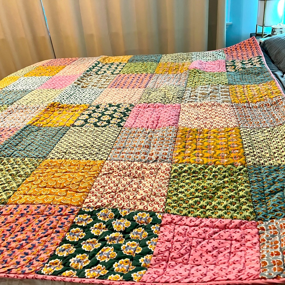 Land of Nod patchwork comforter twin bed